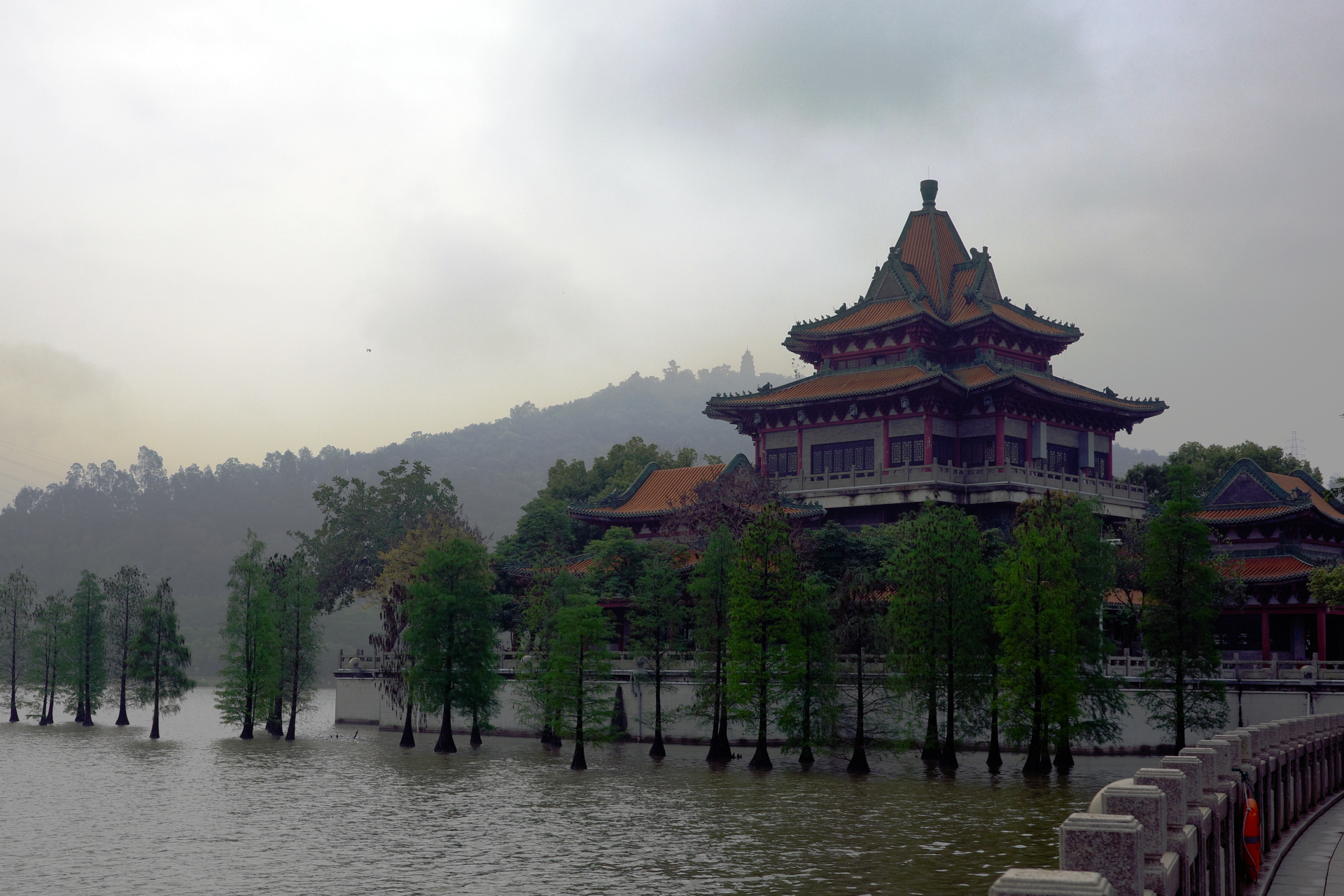 A temple near a lake